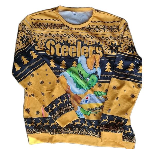 Pittsburgh Steelers NFL Team Apparel Black/Gold Ugly Christmas Sweater Men's XL - Picture 1 of 6